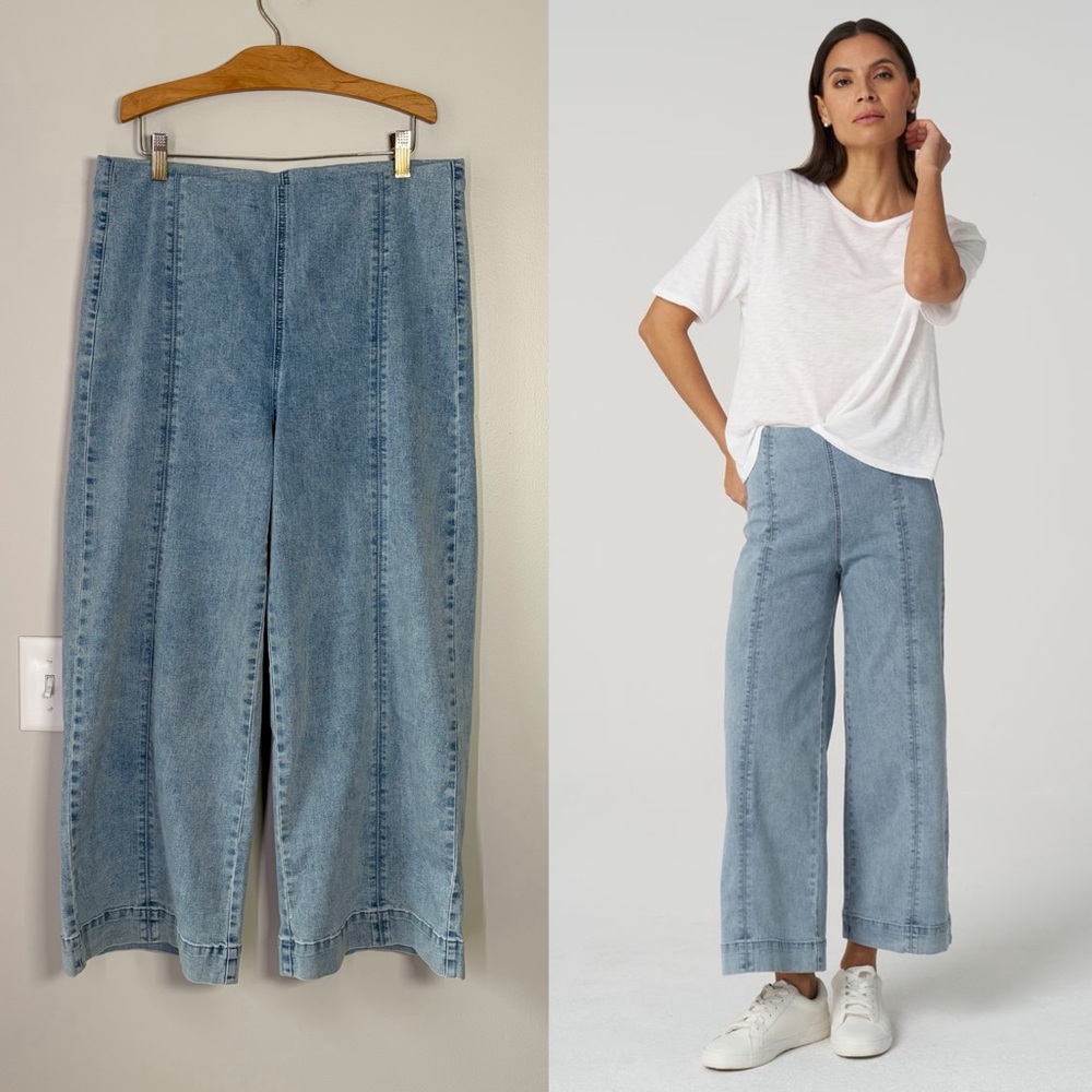 Franne Golde Wide Leg Crop Jeans in Stretch Denim